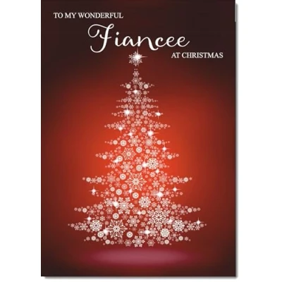 Image of doodlecards Fiancee Christmas Card Snowflake Tree Medium Size for with Plain Envelope