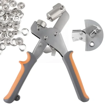Image of Eyelet Punch Kit, Professional Magnetic Grommets Eyelets Set with 300 (6mm), Grommet Press Hole Plier, Handheld Pliers Kit for Tarpaulin, Fabrics, PVC banners,etc(6mm)
