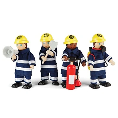 Image of Tidlo Wooden Firefighter Figures Set with Accessories