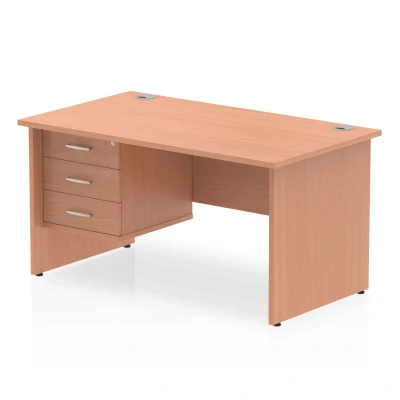Image of Impulse 1400 Rectangle Panel End Leg Desk Beech 1 x 3 MI001738