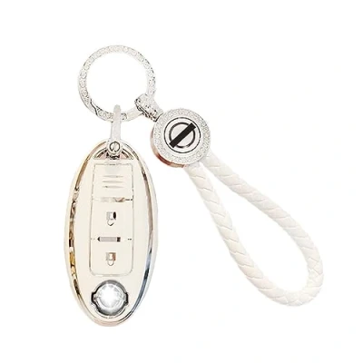 Image of Cysocool 3 Button Car Key Cover for Nissan with Keychain Lanyard, Soft Silicone Remote Shell Protector Case Fit 350Z Qashqai Murano X Trail Kicks Tiida Micra Pathfinder Note Juke (Nisn 3)