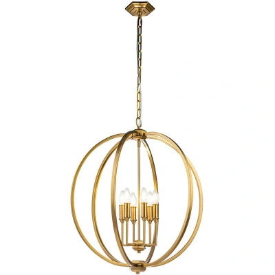 Image of Feiss Corinne Spherical Pendant Ceiling Light Burnished Brass
