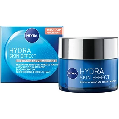 Image of NIVEA Hydra Skin Effect Regenerating Gel Cream (50 ml), Night for Smooth Overnight, Light with Pure Hyaluronic [HA] 72 Hours Moisture