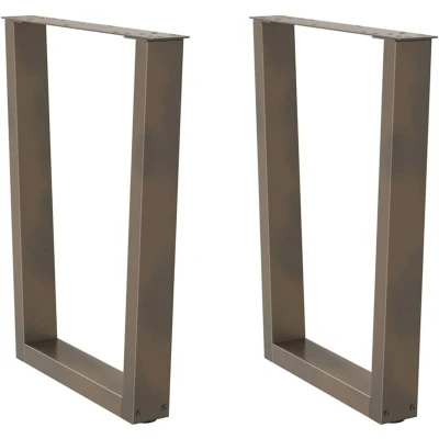 Image of vidaXL dining table legs 70x72 73.3 cm adjustable steel v shape for modern &amp; contemporary spaces natural color