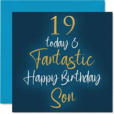 Image of Fantastic 19th Birthday Cards for Son 19 Today &amp; Happy Card from Mum or Dad, Gifts, 145mm x Greeting Gift