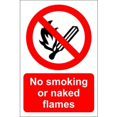 Image of No Smoking or Naked Flames Sign Self Adhesive Vinyl 200mm x 300mm