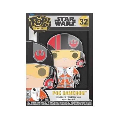 Image of Loungefly POP! Large Enamel Pin Star WARS: Poe Dameron Wars Pins Cute Collectable Novelty Brooch for Backpacks &amp; Bags Gift Idea Official Merchandise Movies Fans