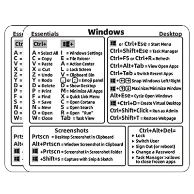 Image of for Windows Pc Computer Reference Keyboard Shortcut Sticker Adhesive Transparent Laptop Desktop