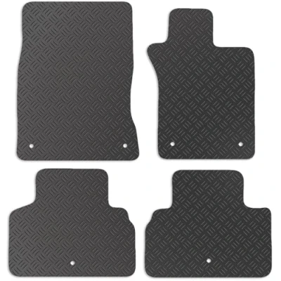 Image of Carsio Rubber Car Mats For Infiniti Q50 2014+ Onwards Tailored Fit Floor Mat Set Complete Accessory Black Custom Fitted All Weather &amp; Heavy Duty, Anti Slip Backing with Clips