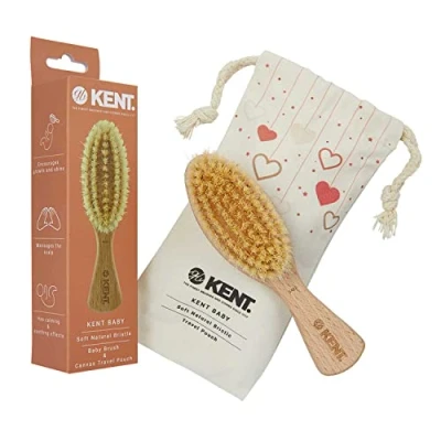 Image of Kent Baby Soft Bristle Beechwood Brush with Canvas Travel Pouch BA29