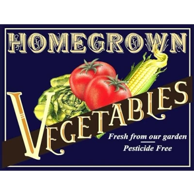 Image of Homegrown Vegetables RETRO METAL TIN WALL PLAQUE sign NOVELTY GIFT Home Garden (A4)