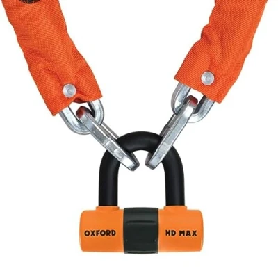 Image of Oxford LK145 Motorcycle Motorbike HD Chain Lock Hardened Steel Shackle 1.5m Orange