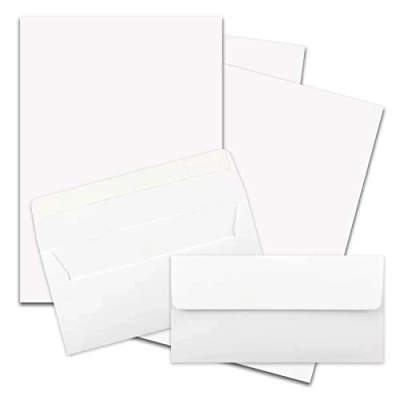 Image of FarbenFroh by Gustav Neuser 50 x A4 Writing Paper Sets with DIN Long Envelopes, Adhesive Seal, White, Matte Envelopes