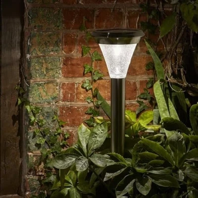 Image of Garden Mile Large 82.5cm Outdoor Solar Bollard Stake Light Teardrop Effect Powered Waterproof Lights for Decor, Patio, Driveway, Lighting (Magnum 100L)
