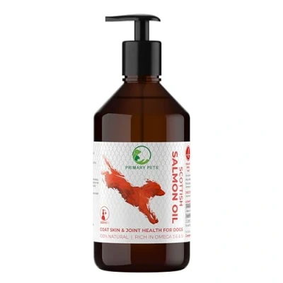 Image of Primary Pets Premium Pet Supplies. Scottish Salmon Oil for Dogs and Cats, Pure Omega 3, 6 &amp; 9 Fish Oil, Natural Dog Skin Care, Joint Supplements Dogs, Itchy Relief, Immunity Support