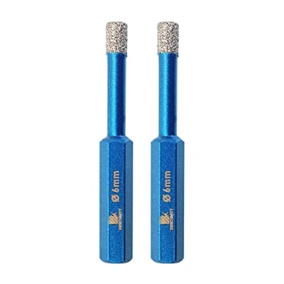 Image of Dry Diamond Drill Bit Set,BRSCHNITT 2pcs 6mm Hole Saw Core for Porcelain Tile Ceramic Stone Granite Marble,Hex Shank Drilling Kit