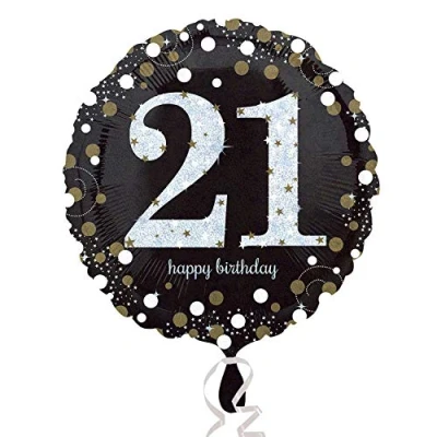 Image of Amscan Anagram 3323801 Gold Sparkling Celebration 21st Birthday Round Foil Balloon 18 Inch
