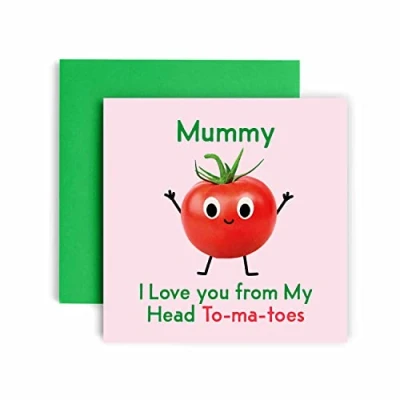 Image of Huxters Birthday Cards for Women I Love You Mummy Card her Funny Mother&#039;s Day Fun Tomato Happy 14.8cm (Mummy)