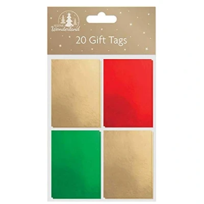 Image of Tallon XA0133 Festive Wonderland Folded Foil Gift Tags Traditional Pack of 20