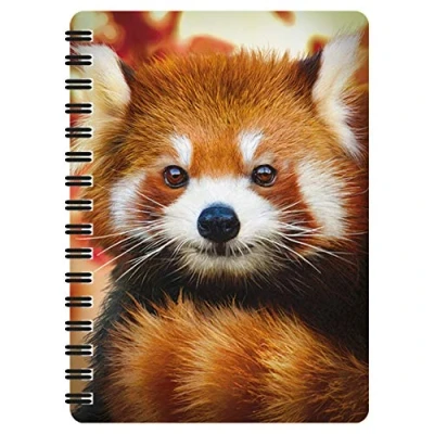 Image of 3D LiveLife Jotter Baby Red Panda from Deluxebase. Lenticular A6 Spiral Notebook with Plain Recycled Paper Pages. Artwork Licensed Renowned Artist David Penfound