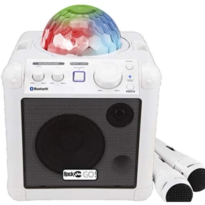 Image of RockJam RJGO BK GO Rechargeable Bluetooth Karaoke Speaker With Light Show &amp; Microphone, White
