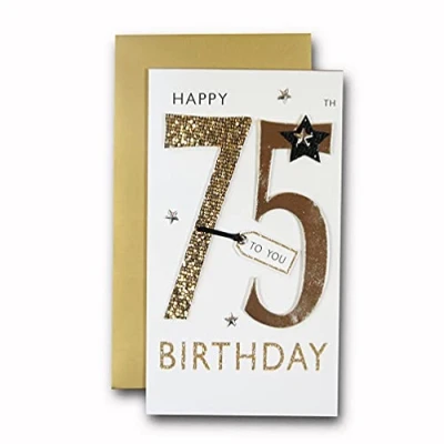 Image of 75th Birthday Greeting Card Hand Finished Champagne Range Cards JGS651
