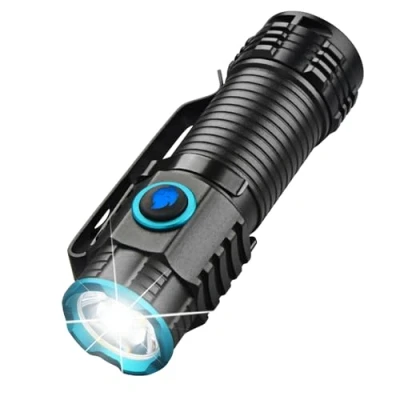 Image of ULTRAFIRE Rechargeable Mini LED Torch, 1000 High Lumens Pocket EDC Flashlight with Battery, 4 Modes Small Torch Super Bright XPH50 LED, for Outdoor Camping Kids