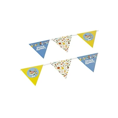 Image of Smiffys Peter Rabbit Movie Tableware Party Bunting 3m, Officially Licensed Rabbt Fancy Dress, Child Dress Up Goods