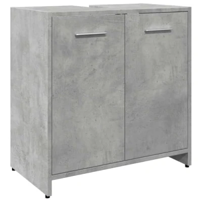 Image of vidaXL bathroom sink cabinet concrete grey 60x33x60 cm engineered wood modern storage unit