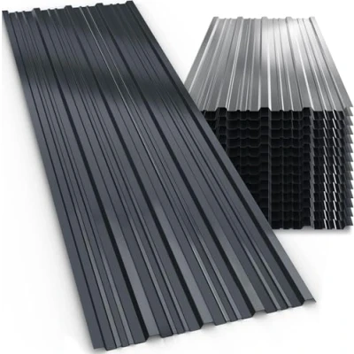 Image of GARDEBRUK® 14x Galvanised Metal Roofing Sheets Box Profile 110x46cm Coated 7m² Cladding Walling Sheeting Trapezoidal Corrugated Roof Garage Shed Carport Greenhouse Panels Anthracite