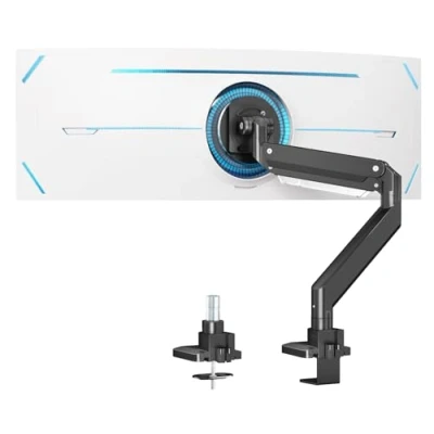 Image of PUTORSEN Heavy Duty Monitor Arm for 17 49&quot; Flat and Curved Screens, Aluminum Ergonomic Gas Assisted Single Mount, Adjustable Tilt Swivel Support up to 18kg with VESA 75 100mm