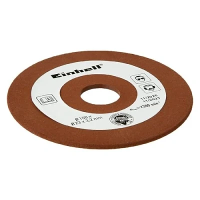 Image of Original Einhell Replacement Sanding Disc Diameter 108 mm (Saw Chain Sharpener Accessories, Thickness 3.2 mm, 23 Attachment, Grit P100, Suitable for Chainsaw Sharpeners)