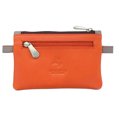Image of VISCONTI Leather Zip Top Cora Coin Purse with Keyring CP2a Orange Multi
