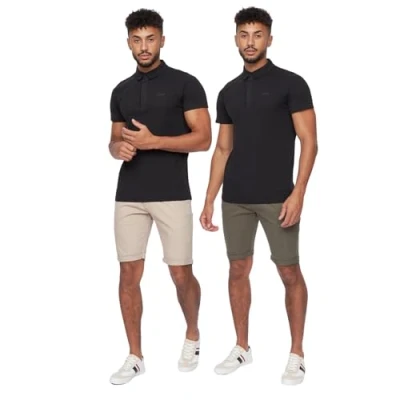 Image of Crosshatch Mens Slim Fit Chino Cotton Summer Casual Shorts(W38 KHAKI/BEIGE)