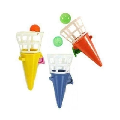 Image of Henbrandt Mini Click And &amp; Catch Cones Box of 48 Bulk Wholesale Childrens Party Bag Favour Filler Fete Lucky Dip Prizes Toys