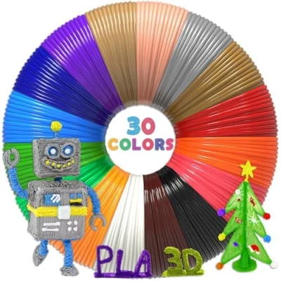 Image of Aozzy 30 Colors 3D Pen Filament PLA 1.75mm for Printer Ink Each Color 5m/16 Feet Total 492