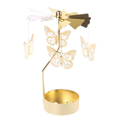 Image of GROOMY Candle Holder Spinning Rotary Carousel Tea Light Stand Gift Wedding Home Decor Ornament Gifts Butterfly