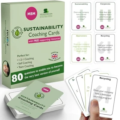 Image of MBM 80 Sustainability Coaching Cards. Known as Flash Cards, Emotion Conversation Starters &amp; Oracle Coach Gifts for Managers/Coaches. Use to Be More Eco Friendly Aid Sustainable Goals