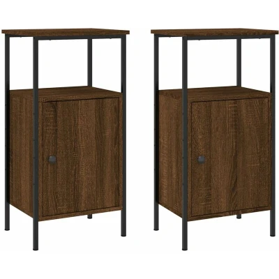 Image of vidaXL Bedside Cabinets 2 pcs Brown Oak 41x31x80 cm Engineered Wood