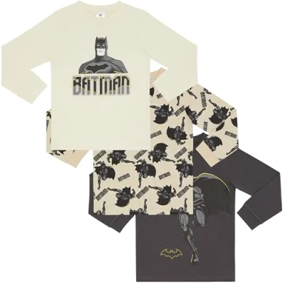 Image of Batman Three Pack 100% Combed Cotton Long Sleeved T Shirts Tops 5 6 Years 116cm Multicoloured