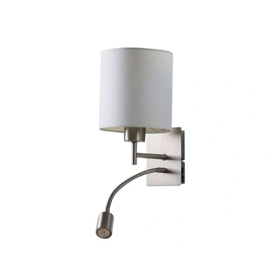 Image of Lindby wall lamp Camilo, nickel coloured, LED reading light, 28 cm
