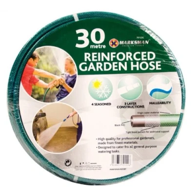 Image of New 30M Outdoor Reinforced Garden Hose Pipe Reel HOSEPIPE METRE Green Quality Strong Durable Long Lasting Watering Gardening