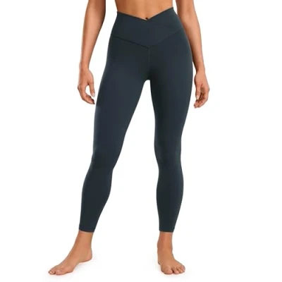 Image of CRZ Yoga Womens Butterluxe Cross Waist 25&#039;&#039; Workout Leggings V High Waisted Gym Soft True Navy 10