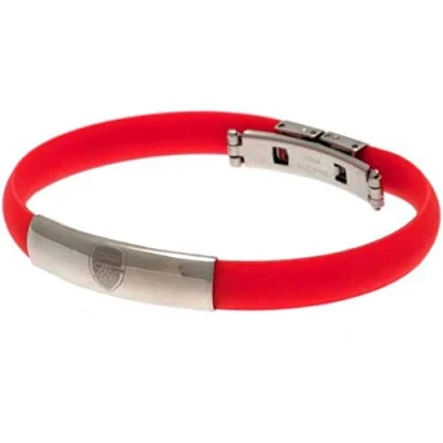 Image of Official ARSENAL Football Club Colour Silicone Bracelet with Stainless Steel Clasp and Crest Plate Perfect Christmas, Birthday Gift