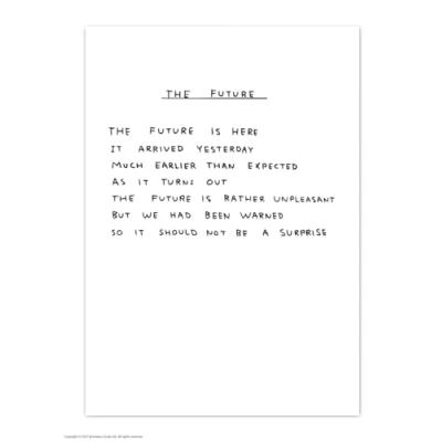 Image of Brainbox Candy Official David Shrigley Postcard ‘The Future’ Funny Postcards Art A6 Print Artistic