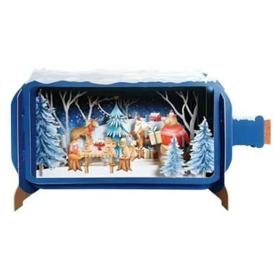 Image of Message In A Bottle Festive Woodland Pop Up Christmas Card By Alljoy Cards XMIB083