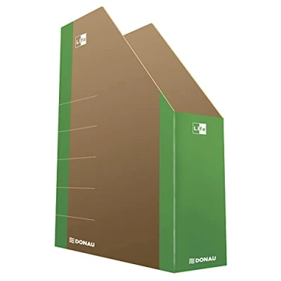 Image of Cardboard Document Container DONAU Life A4 Green/Document Archiving/Type A4/80 / Kind Foldable/Material Cardboard/Label Space for Description/Colour Green/Format Weight (g/m2) 800