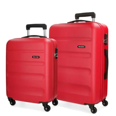 Image of Roll Road Flex Red Luggage Set 55/65 cm Rigid ABS Combination Lock 91 Litre 4 Wheels Hand
