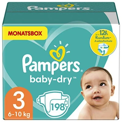 Image of Pampers Dry Diapers (Size 3) for 6 10 kg Babies 198 Pieces
