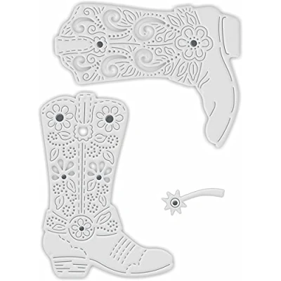 Image of Sweet Dixie Metal Cutting Dies Cowboy Boots, Silver, (SDD576)